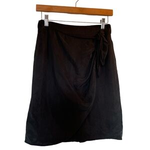 J. CREW Silky Black Faux-Wrap Skirt Sustainable Distressed - Size 2